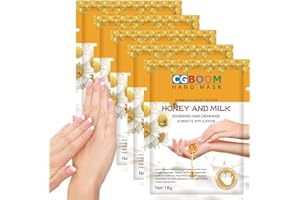HOKIAMCN 5 Pairs Hand Moisturizing Gloves Mask,Hand Skin Repair Renew Mask for Dry, Aging, Cracked Hands Intense Skin Nutrition Hand Cream Mask w/Collagen, Vitamins, Natural Plant Extracts (Honey and Milk)