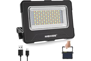 MEIKEE Projecteur LED Rechargeable, Lampe de Chantier Portable de Batterie Rechargeable 12000mAh, 4 Modes, 5 Luminosités, 2 Aimants, Lampe de Travail pour Pêche Camping Garage Atelier
