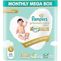 Buy Pampers Premium Care Pants, Large size baby diapers (L), 88 ...