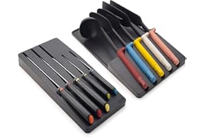 Joseph Joseph Elevate Utensil & Knife 10-piece Set, In Drawer utensils organisation Storage, Black/Multicolour
