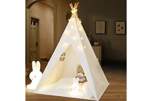 IREENUO Namiot tipi dla dzieci z wróżkami, Składane namioty dla dzieci Zabawki dla dziewczynek i chłopców Zabawa wewnątrz i na zewnątrz (Biały)