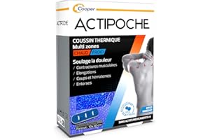 COOPER ACTIPOCHE - Coussin thermique - Thermothérapie - Contractures musculaires et douleurs articulaires - Multi-zones - Microbilles - 1 unité