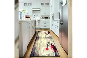 TEXTILE HOME HOME DÉCOR Textile Home 3D Non Slip Kitchen Floor Mats Fruit Mats Washable Kitchen Rug Small & Large Kitchen Floor Mats (Fruit Mats Romance, 50 x 70 cm)