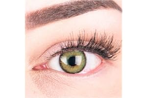 GLAMLENS Lenti a contatto colorate verdi Mirel Green - mensili - con porta lenti a contatto - verde naturali in silicone idrogel - 2 pezzi - DIA 14.0 - senza correzione 0.00 diottrie lente a contatto