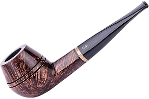 DR WATSON Pipa in radica per tabacco, intagliata a mano, adatta per filtro da 9mm, viene fornita con sacchetto, in scatola, (Bulldog, Marrone)