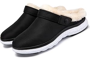 Eagsouni Clogs Hausschuhe Herren Damen Winter Gartenschuhe Haus Pantoffeln Warme Plüsch Gefüttert Gartenclogs rutschfeste Schlappen Schuhe