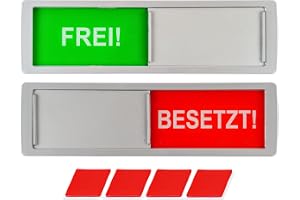 Skjutbar skylt med "FREI! - BESETZT!", 1 st, 175 x 50 x 7,5 mm, skylt med magnetisk baksida eller för limning, skylt för fri vistelse för inomhus- och utomhusbruk, dörrskylt för väntrum, rumsstatus