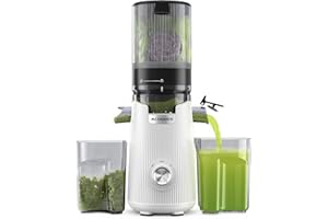 ACOQOOS Extractor de Zumos y Verduras con Tubo de Alimentación Ancho de 135 MM y Capacidad de 1,8 L, Licuadora Prensado en Frio para Frutas y Verduras Enteras, Licuadora para Verduras y Frutas, Blanco