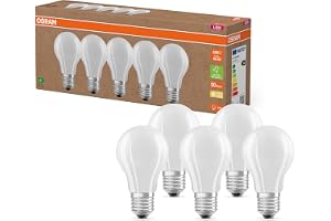 OSRAM Mycket effektiva LED-lampor med energieffektivitetsklass A,Förpackning med 5 lampor, ersätter vanliga 60W glödlampor, v