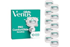 ‎GILLETTE Gillette Venus Pro ComfortGlide Sensitive Damen Rasierklingen, 10 ORIGINAL Ersatzklingen für Damenrasierer, Damenrasierklingen mit einem Hauch von Aloe Vera