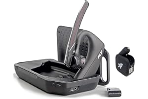 GLOBAL TECK WORLDWIDE Plantronics Voyager 5200-UC Bluetooth Headset Bundle #206110-01 - For Smartphones, PC, MAC, Softphones, Tablets with 2-port USB Charger - Vehicle/Home