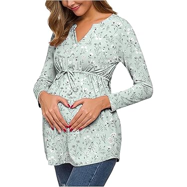 Umstandsshirt Mit Blumen-Druck - Elegantes Schwangerschafts-Oberteil Kurzarm