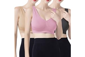 Libella 3 Pcs Sujetadores Deportivos sin Costuras Aros, Sujetador Cómodo para Dormir con Impacto Medio- Bajo, Sostén de Yoga con Almohadillas Extraíbles 3747