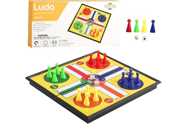 ZUNIPLEX Ludo magnetiskt vikbart flygande schack, tärningsspel