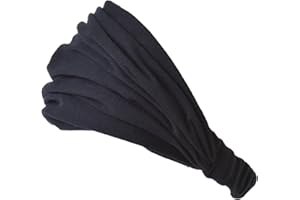 CHARM Wide ORGANIC Cotton Bandana Headband - Womens Mens bandana headbands Headwrap Elastic Head Bands Black L