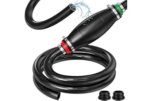 Syphon Pump, Preciva Fuel Petrol Suction Extractor Pumping Tool, 2m All Rubber Oil Water Transfer Siphon Pumpers, Automotive Brake Fluid Syphoning Hose Kit with 2 Caps for Cars, Fish Tanks