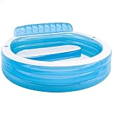 Intex Swim Centre Family Lounge Pool with built-in seat and backrest #57190 | 2 Air Chambers, 2 Drink Holders, Drain Plug, He