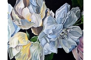 TISHIRON Fiori fai da te Pittura con i numeri, adulti con pennello e pigmento acrilico, kit per pittura floreale astratta con i numeri, kit su tela, artigianato per casa, camera da letto, 40 x 50 cm