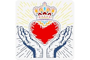 NBEADS Heart Shape Painting Stencils with Crown, Reusable Craft Stencils 30 x 30 cm Hollow Out Drawing Painting Template for Painting on Wood, Fabric, Paper, Walls, Canvas Furniture