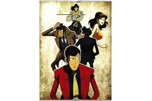 CUCUBA Kustom Art Calamita Banda di Lupin III (Magnete) Stile Vintage per Frigorifero/Garage/Bar Ecc. da Collezione Stampa Laser su Legno 10x6cm.