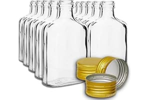 casavetro Claro tornillo superior Botellas de vidrio vacías 200 ml - Tapas giratorias recargables reutilizables - Tapa de metal ajustada al aire para Kombucha Home Brewing Aceite Vinagre (10 x 200 ml)