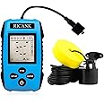 RICANK Portable Fish Finder, Handheld Fish Depth Finder Contour Readout Fishfinder Ice Kayak Shore Boat Fishing Fish Detector Device with Sonar Sensor Transducer and LCD Display Gear Fish Depth Finder