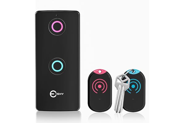 Esky Localisateur de Clés, Localisateur d'Objets 80 DB Perdus sans Fil Key Finder avec 2 Récepteurs RF, Télécommande sans Fil Localisateur de clés RF pour clés Portefeuille Téléphone Bagages