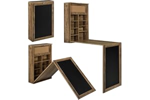 [en.casa] Hopfällbart väggmonterat kontorsskrivbord med svart tavla, konvertibelt matbord i MDF, 156 x 50 x 91,5 cm, träfärg