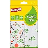 Koroplast Mikrofiber Mutfak Bezi 2'li Set, Hızlı Kuruyan Uzun &Ouml;m&uuml;rl&uuml; Mikrofiber Temizlik Bezi Seti, Y&uuml;ksek Toz ve Sıvı Emiş G