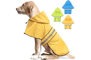 Weesiber Dog Raincoat - Waterproof Dog Rain Coat, Adjustable Reflective Dog Rain Jacket, Lightweight Dog Poncho, Dog Slicker for Dog Walking (Medium, Yellow)