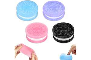 ZTBFHLZQ Lot de 4 Jouets Anti-Stress Enfants, Biscuit Stress Relief Toy, Doux Squeeze Jouets Biscuit, Jouet De Simulation De Biscuit Pincé -Texture Ultra-Moelleuse pour Anxiété - sans BPA (D)