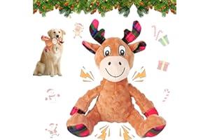 Giugio Zabawka dla psa na Boże Narodzenie, piszcząca zabawka dla psa, piszczące Boże Narodzenie, renifery, interaktywna zabawka dla psów, dla małych, średnich i dużych szczeniaków (A)