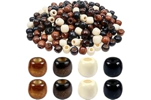 TOAOB THE ONE AND ONLY BABY TOAOB 200pcs Perles en Bois à Grand Trou pour Cheveux Tresse Africaine 4 Colores Peintes Perle en Bois Macramé 11x12mm pour Décoration de Bricolage Fabrication de Bijoux Colliers Bracelets Bijoux