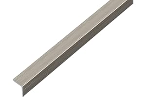 Alberts 488741 Perfil de ángulo, Autoadhesivo, Aluminio, diseño de acero inoxidable, oscuro, 1000 x 20 x 20 mm