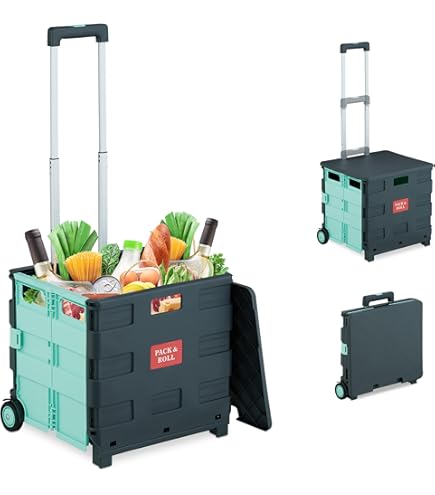 Relaxdays Boodschappentrolley Op Wielen Opvouwbaar Tot 35 Kg Kantelbare Handgreep Zwart 994132584