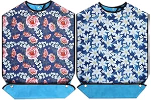 XINFULLWOL Erwachsene Lätzchen mit Crumb Catcher. Wasserdichte und wiederverwendbare Kleidung Protektoren für ältere Frauen für Männer oder Jeder, der motorische Fähigkeiten verloren hat