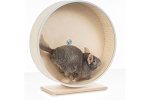 AMIDA CRAFT Roue de chinchilla silencieuse de qualité supérieure, 41 cm, support stable, bord anti-morsure, fabriquée en Lettonie