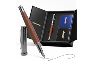 ‎WEMATE WEMATE Füller aus Holz mit Ergonomischem Griff Feiner Spitze, 20 Tintenpatronen (10 Schwarz und 10 Blau), Tinten Nachfüll Konverter - Journaling, Kalligraphie,Bürogeschenk für Männer (Rot)