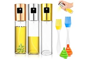 ENAIAH 3 Pièces Spray Huile Cuisine Spray Huile d'olive Pulvérisateur d'huile 100ml, avec 2 Brosse et 1 Entonnoir 1 Brosse à Huile, Vaporisateur Huile pour Cuisine/Cuisson/BBQ