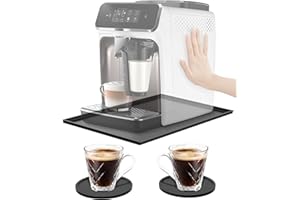 LAOYE Alfombrilla para Máquina de Café 48x29 cm Base de Silicona para Cafetera alfombrilla Espresso Automática Coffee Mat + 2 posavasos, Compatible con De'Longhi Magnifica, Krups, Philips LatteGo, Cecotec