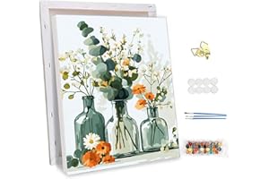 NEWENMO Blumenarrangement Malen Nach Zahlen Erwachsene mit Rahmen,Eukalyptus und Blumen Paint by Numbers,Einfaches Handgemalt Ölgemälde,DIY Malen Nach Zahlen Leinwand,für Home Dekoration 30x40cm