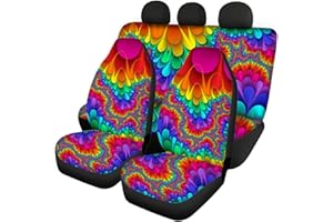 Woisttop Colorful African Pattern Automotive Seat Cover Accessories Front and Rear Seat Protectors 4pc Set Universal Fit