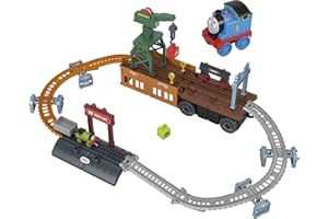 Thomas & Friends Fisher-Price 2-in-1 Transforming Thomas Playset, push-along train and track set with storage and working crane for kids ages 3 & up