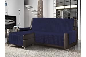 BANZAII TEXTILE INNOVATOR ONLINE Banzaii Copridivano con Penisola Trapuntato Tinta Unita Antimacchia Imbottito 2 Posti Blu con Penisola Destra