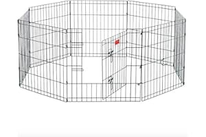 HYGRAD BUILT TO SURVIVE HYGRAD® 8 Panel Wire Metal Pet Dog Small Animal Cat Exercise Playpen Fence Enclosure Cage Den X Large 36" Inches Foldable Metal Dog and Pet Exercise Playpen - With door