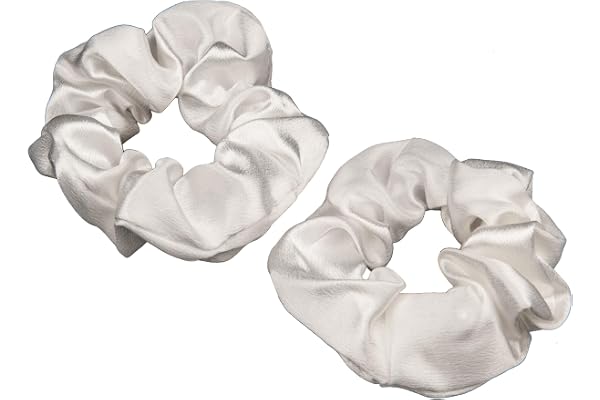 2 Chouchous pour cheveux pour femmes, Chouchous blancs en soie douce, Chouchous en satin premium pour queue de cheval, Chouchous pour cheveux pour femmes, Élastiques à cheveux pour cheveux longs, fins