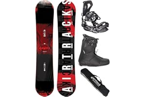 Snowboard Set AIRTRACKS Tavola Eight Wide Hybrid Rocker Uomo + Attacchi MASTER + Scarponi + Sacca NUOVI 150 155 160 164 cm