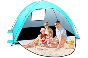 Tonfarb Strandmuschel,Tragbar Ultraleicht Strandzelt,Sonnenschutz Strand für 2-3 Personen,UV Schutz 50+, Einfache Installation, Windschutz Strand Familienzelt für Garten, Camping- Hellgrün