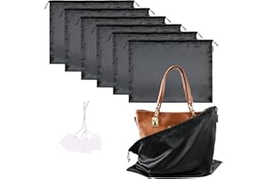 GONGKANGYUAN Pack of 6 Shoe Bag Drawstring Bag Storage Bag Silk Handbags Drawstring Bag for Handbag Purse Pocket Books Shoes Boots, black, shoe bag