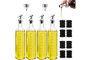 YUNXCNA Bouteille Huile Olive 500 ML, Bouteilles Huil Olive 4PCS, bouteille Huile, Récipient pour Bouteille d'Huile d'Olive avec Graduation Transparente, pour Cuisine, Grillades, Cuisson, Salade